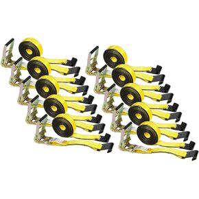 Mytee Products (10 Pack) 2" x 30' Ratchet Tie-Down Straps with Flat Hooks, Red Ratchet Straps | 10,000 Lbs Breaking Strength | TieDown Ratchet Straps for Flatbed, Truck, Trailers Pickup