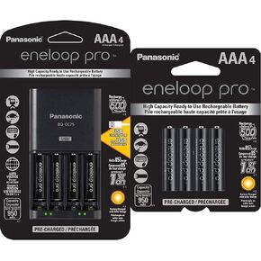Panasonic eneloop pro Rechargeable Battery Bundle with Advanced Charger (4X AAA, 950mAh)