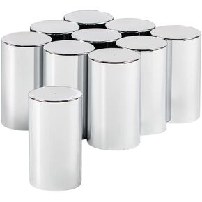 United Pacific 10013 33mm x 3-1/2" Chrome Plastic Cylinder Nut Covers - Thread-On (Color Box of 10)