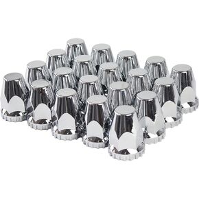 ABS Chrome Plastic 33mm Thread-on Standard Lug Nut Covers for Semi Trucks (Pack of 20)
