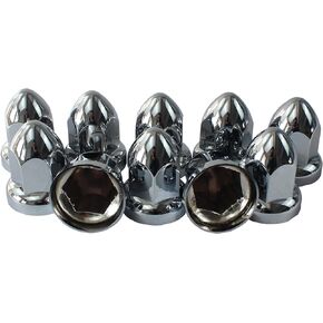 33mm Chrome ABS Plastic Lug Nut Covers Caps with Flange Push on Bullet for Semi Truck (40)
