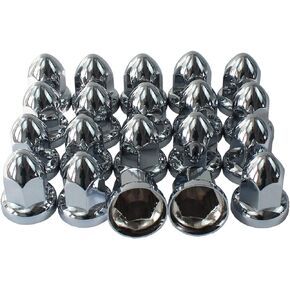 33mm Chrome ABS Plastic Lug Nut Covers Caps with Flange Push on Bullet for Semi Truck (40)