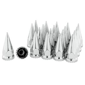 Chrome 33 mm Lug Nut Covers for Semi Trucks - Chrome Spike Lug nut Covers - flanged Lug nut Covers Screw on - Height 4-3/4" -semi Lug nut Covers Screw on, Lug Nut Caps Pack of 20
