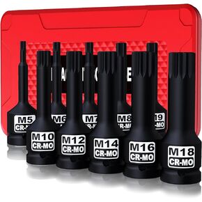 1/2" Drive Master Impact Torx Bit Socket Set, 10-Pieces: T25 - T80, Cr-Mo Steel, Heavy Duty Storage Case