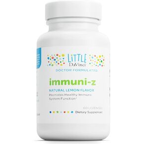 Little DaVinci Immuni-z - Kids Zinc Lozenge to Support Immune Health, Throat Tissue, Brain Health and Development, Sleep and Focus* - with Zinc Citrate and More - Lemon Flavor - 60 Lozenges