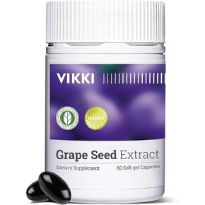 Vikki Grape Seed Extract Capsules 38100mg, 60 Count,Maximum Strength with OPC Original Blueberry Essence
