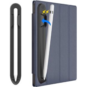 Doormoon Pencil Holder for Apple iPad 2020 (8th Gen) 2019 2018/ iPad Air/ 9.7 / Pro 9.7"/ Pro 10.5"/12.9"/Pro 12.9/, Magnetic Silicone Apple Pencil 1st 2nd Gen Leather Pocket Sleeve (Black)