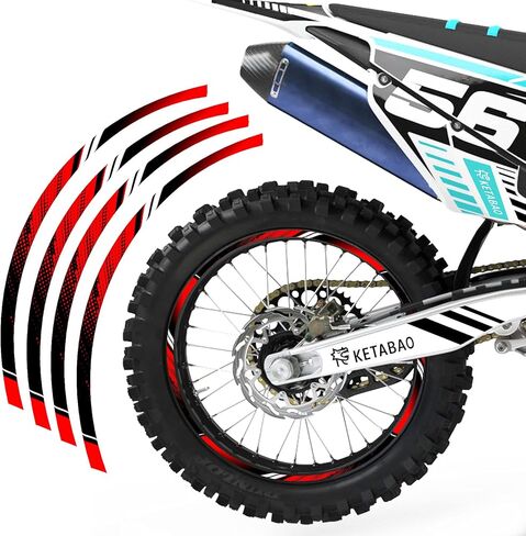 MX Bike Rim Tape D01 Decals Stickers Protector 21 18 inch Compatible with XR250R XR400R XR650L XR650R (Red) in Saudi Arabia