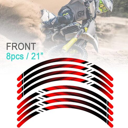MX Bike Rim Tape D01 Decals Stickers Protector 21 18 inch Compatible with XR250R XR400R XR650L XR650R (Red) in Saudi Arabia