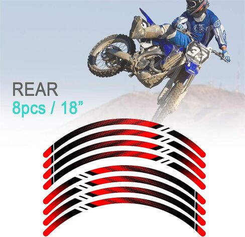 MX Bike Rim Tape D01 Decals Stickers Protector 21 18 inch Compatible with XR250R XR400R XR650L XR650R (Red) in Saudi Arabia