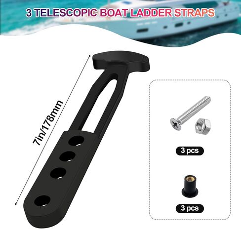 3 عبوات من حزام مطاطي سلم تصغير القارب، حزام قفل ثابت للصعود، تركيب 4 فتحات قابل للتعديل لقارب عائم، سقف يخت، سلم قابل للطي in Kuwait