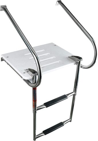 YaeMarine 2 Step Boat Inboard Swim Ladder, Under Platform Boat Ladder, Inboard Transom Ladder, Under Mount Telescopic Ladder, Polyethylene Platform Ladder with Stainless Bracket in Saudi Arabia