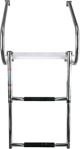 YaeMarine 2 Step Boat Inboard Swim Ladder, Under Platform Boat Ladder, Inboard Transom Ladder, Under Mount Telescopic Ladder, Polyethylene Platform Ladder with Stainless Bracket in Saudi Arabia