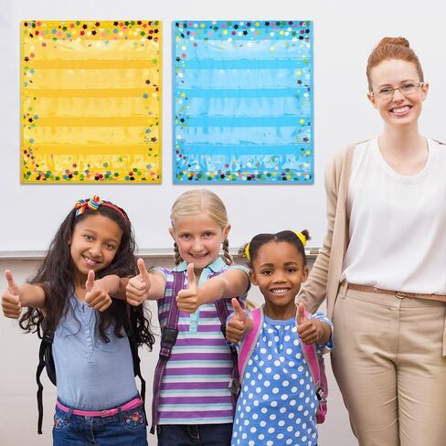 Ctosree 6 Pcs Confetti Colorful Magnetic Pocket Chart Squares Mini Pocket Charts for Classroom Teacher Organizer Back to School Resources for Preschool Kids Sentence Strips Cards Supplies, 14" x 17" in Saudi Arabia