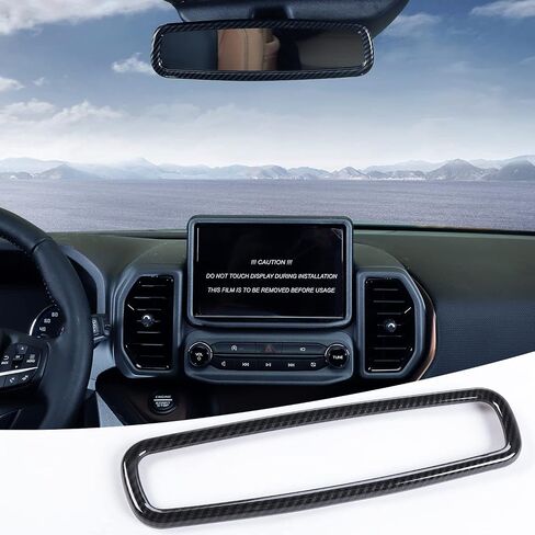 for Ford Bronco 2021 2022 + Carbon Fiber Black Interior Top Mirror Decoration Cover Ring Trim Compatible with Ford Bronco 2021+(1PC,ABS) in Saudi Arabia