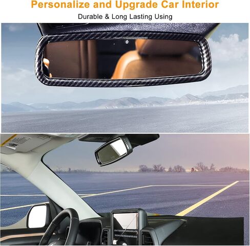for Ford Bronco 2021 2022 + Carbon Fiber Black Interior Top Mirror Decoration Cover Ring Trim Compatible with Ford Bronco 2021+(1PC,ABS) in Saudi Arabia