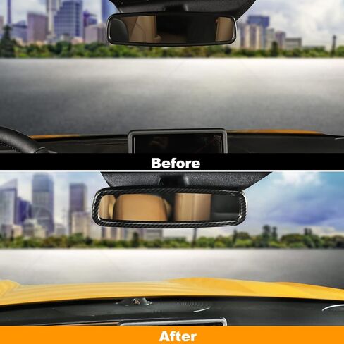 for Ford Bronco 2021 2022 + Carbon Fiber Black Interior Top Mirror Decoration Cover Ring Trim Compatible with Ford Bronco 2021+(1PC,ABS) in Saudi Arabia