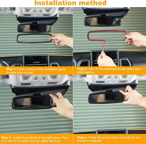 for Ford Bronco 2021 2022 + Carbon Fiber Black Interior Top Mirror Decoration Cover Ring Trim Compatible with Ford Bronco 2021+(1PC,ABS) in Saudi Arabia
