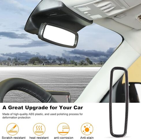 for Ford Bronco 2021 2022 + Carbon Fiber Black Interior Top Mirror Decoration Cover Ring Trim Compatible with Ford Bronco 2021+(1PC,ABS) in Saudi Arabia