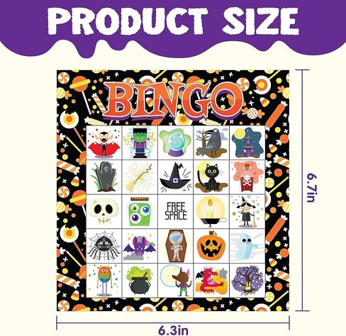 JOYIN 28 Player Halloween Themed Bingo Game Card for School/Family Activities Halloween Party Gifts Halloween Crafts for Classroom School Supplies Board Games in Saudi Arabia