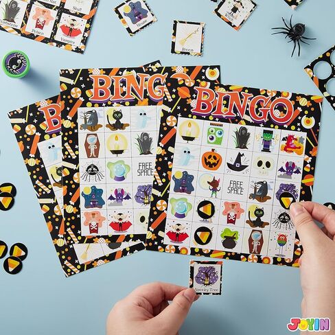 JOYIN 28 Player Halloween Themed Bingo Game Card for School/Family Activities Halloween Party Gifts Halloween Crafts for Classroom School Supplies Board Games in Saudi Arabia
