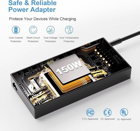 شاحن إمداد 150 واط لـ HP OMEN x by 15 17 ZBook Studio 15 G3 G4 G5 G6 ADP-150XB B 776620-001 917677-003 917677-001 740243-001 775626-003 HP Pavilion Gaming 15 17 TPN-CA11 TPN-DA03 محول الكمبيوتر المحمول in Kuwait