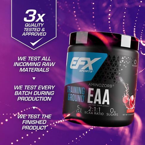 ملعب التدريب الرياضي EFX EAA | مكمل الأحماض الأمينية الأساسية | تخليق الطاقة والبروتين | قبل التمرين أو أثناءه أو بعده | 40 حصة (قنبلة الكرز) in Kuwait