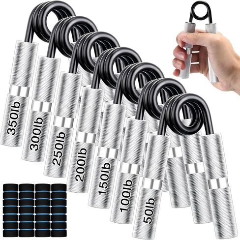 7 Set Grip Strength Trainer 50-350lb Metal Hand Grip Strengthener Non Slip Heavy Duty Fitness Grippers Resistance Forearm Exerciser Finger Rehabilitation Muscle Building Gym in Saudi Arabia