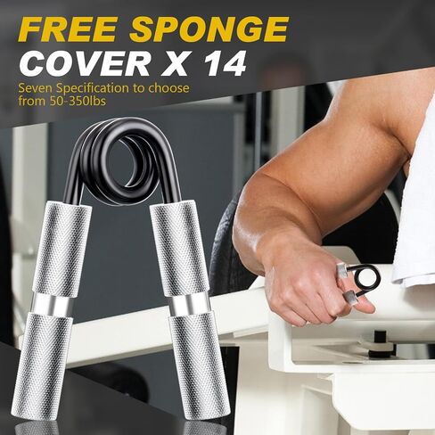 7 Set Grip Strength Trainer 50-350lb Metal Hand Grip Strengthener Non Slip Heavy Duty Fitness Grippers Resistance Forearm Exerciser Finger Rehabilitation Muscle Building Gym in Saudi Arabia