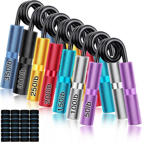 7 Set Grip Strength Trainer 50-350lb Metal Hand Grip Strengthener Non Slip Heavy Duty Fitness Grippers Resistance Forearm Exerciser Finger Rehabilitation Muscle Building Gym in Saudi Arabia