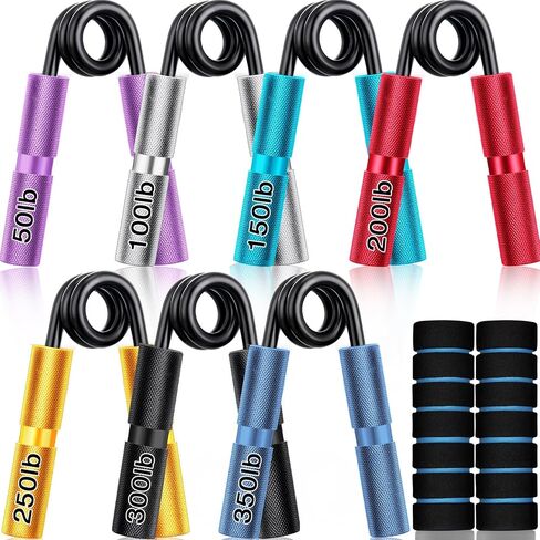 7 Set Grip Strength Trainer 50-350lb Metal Hand Grip Strengthener Non Slip Heavy Duty Fitness Grippers Resistance Forearm Exerciser Finger Rehabilitation Muscle Building Gym in Saudi Arabia