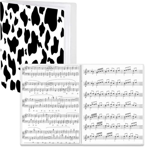 GABraden مجلد ورقة الموسيقى حجم الرسالة 8.5 × 11 بوصة 30- الأكمام عرض 60 صفحة للموسيقى حامل الموثق مع الأكمام البلاستيكية مجلد جوقة الموسيقى (البقرة الغربية السوداء) in Kuwait