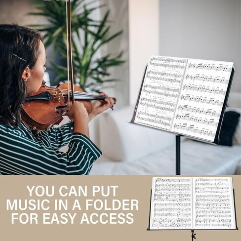 GABraden مجلد ورقة الموسيقى حجم الرسالة 8.5 × 11 بوصة 30- الأكمام عرض 60 صفحة للموسيقى حامل الموثق مع الأكمام البلاستيكية مجلد جوقة الموسيقى (البقرة الغربية السوداء) in Kuwait