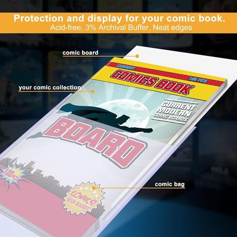 Comic Boards Pack of 200, Comic Book Backing Boards, Acid Free Clear Morden Comic Boards White in Kuwait