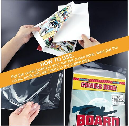 Comic Boards Pack of 200, Comic Book Backing Boards, Acid Free Clear Morden Comic Boards White in Kuwait