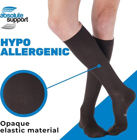 الدعم المطلق (4 أزواج) جوارب ضغط للرجال 20-30 مم زئبق - خرطوم ضغط قطني متدرج للرجال للعمل بالطائرة - صنع في الولايات المتحدة الأمريكية - رمادي وبني، كبير in Kuwait