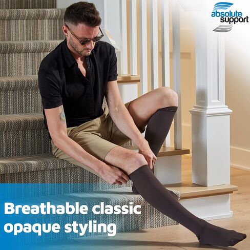 الدعم المطلق (4 أزواج) جوارب ضغط للرجال 20-30 مم زئبق - خرطوم ضغط قطني متدرج للرجال للعمل بالطائرة - صنع في الولايات المتحدة الأمريكية - رمادي وبني، كبير in Kuwait