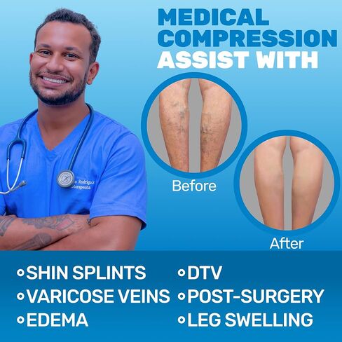 الدعم المطلق (4 أزواج) جوارب ضغط للرجال 20-30 مم زئبق - خرطوم ضغط قطني متدرج للرجال للعمل بالطائرة - صنع في الولايات المتحدة الأمريكية - رمادي وبني، كبير in Kuwait