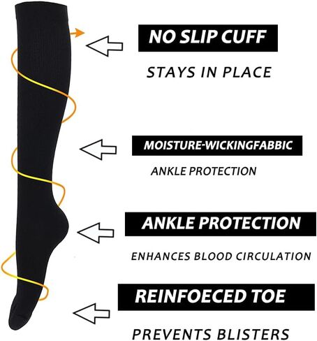 3 أزواج من الجوارب الضاغطة للنساء والرجال الأفضل للجوارب الطبية والتمريضية والجري والسفر. in Kuwait