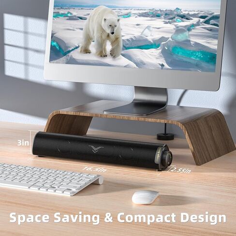 Solo Computer Speakers for Desktop PC, HiFi Stereo Soundbar with 4 RGB Modes, Bluetooth 5.3 & USB Plug-N-Play & 3.5mm Wired Connection, USB Powered Speakers for PC/Laptop/Desktop/Projector/Gaming in Kuwait