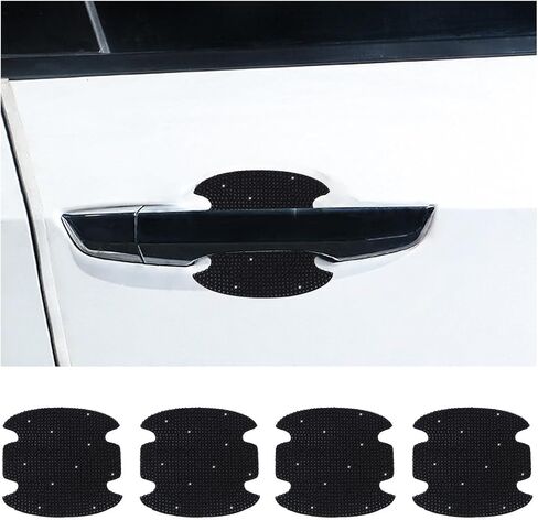 4 Pcs Crystal Car Door Handle Protector, Rhinestone Auto Door Handle Scratch Cover Guard Sticker, Car Door Handle Cup Protective Film Pad, Bling Vehicle Accessories (Black) in Saudi Arabia