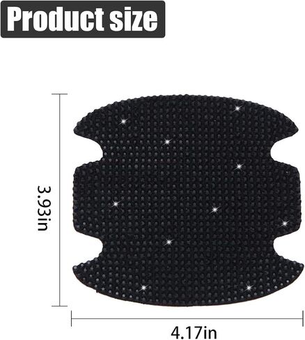 4 Pcs Crystal Car Door Handle Protector, Rhinestone Auto Door Handle Scratch Cover Guard Sticker, Car Door Handle Cup Protective Film Pad, Bling Vehicle Accessories (Black) in Saudi Arabia