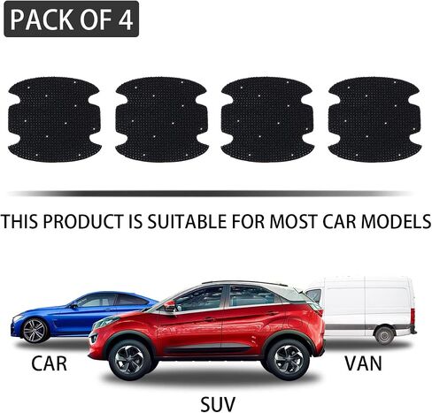 4 Pcs Crystal Car Door Handle Protector, Rhinestone Auto Door Handle Scratch Cover Guard Sticker, Car Door Handle Cup Protective Film Pad, Bling Vehicle Accessories (Black) in Saudi Arabia