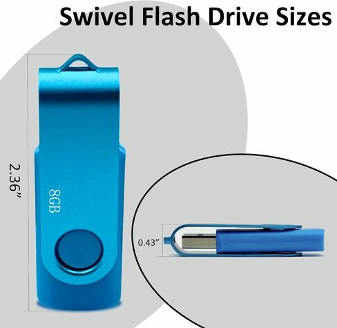 USB Memory Stick 8GB USB Flash Drive Bulk، Nicepicten Pendrive Thumb Drive 10 Pack Swivel Zip Drive USB 2.0 Jump Drive مع 10 قطع من الحبل وملصقات Memorias USB للمكتب | محرك أقراص USB سعة 8 جيجابايت، 10 عبوات، أزرق in Saudi Arabia