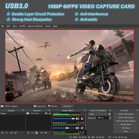 بطاقة التقاط فيديو 4K HDMI USB 3.0 1080P30hz 60FPS Cam Link Card Game Capture Card Screen Video Record Game Capture Card للبث، تستخدم لـ OBS/VLC/Amcap/الكاميرا/الكمبيوتر/التبديل/Xbox in Saudi Arabia