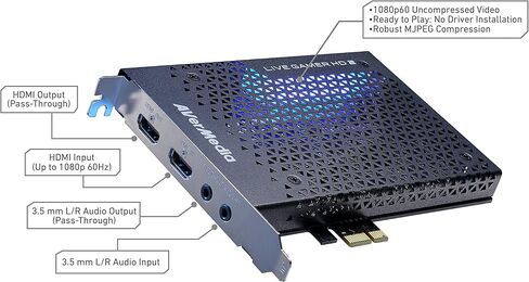AVerMedia Live Gamer HD 2 - بطاقة التقاط الألعاب الداخلية PCIe، HDMI و3.5 مم، مرور، زمن وصول منخفض للغاية، تقنية البث غير المضغوطة 1080p60 لأجهزة PS4 وXbox وSwitch Live Gamer - (GC570) in Saudi Arabia