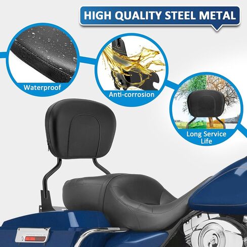 Wsays Electra Glide Sissy Bar Detachable Passenger Backrest Chrome Compatible with Harley Davidson Touring Street Glide Electra Glide Road Glide Road King 1997-2008 in Saudi Arabia