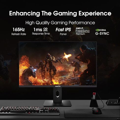 شاشة ألعاب G-sync مقاس 27 بوصة IPS 1440P HDR10 زاوية ميل/ارتفاع/دوران شاشة كمبيوتر عمودية قابلة للتعديل معدل تحديث عالٍ 165 هرتز/144 هرتز مع Crosshair 135% SRGB شاشة كمبيوتر HDMI/DP/USB2.0 in Saudi Arabia