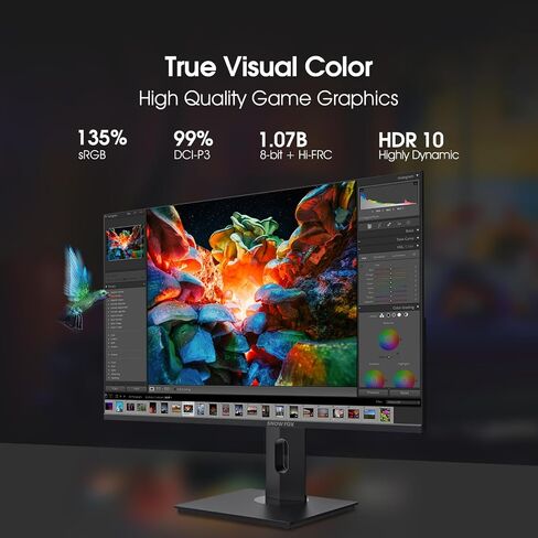 شاشة ألعاب G-sync مقاس 27 بوصة IPS 1440P HDR10 زاوية ميل/ارتفاع/دوران شاشة كمبيوتر عمودية قابلة للتعديل معدل تحديث عالٍ 165 هرتز/144 هرتز مع Crosshair 135% SRGB شاشة كمبيوتر HDMI/DP/USB2.0 in Saudi Arabia