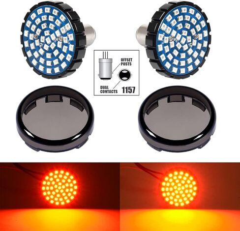 PBYMT 1157 LED ضوء إشارة الانعطاف الخلفي ضوء فرامل التشغيل 2 بوصة غطاء عدسة دخان متوافق مع Harley Dyna Softail Touring Electra Street Glide Road King 1997-2024 in Kuwait